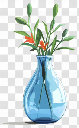 Flowers In Vase - Blue Glass Vase With Flowers Transparent PNG