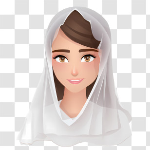Woman With Veil - Cartoon Woman With White Veil Transparent PNG