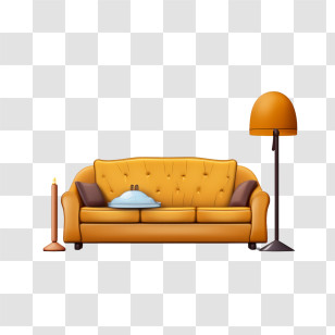 Couch And Lamp - Yellow Sofa For Stylish Living Room Transparent PNG