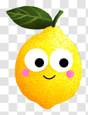 Kawaii Fruit - Smiling Yellow Lemon Transparent PNG