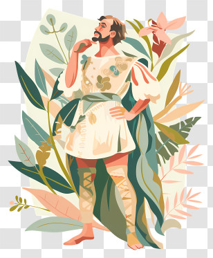 Shakespeare - Man In Historical Costume With Floral Background Transparent PNG