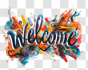 Welcome - Welcome Text In Colorful Artistic Design Transparent PNG