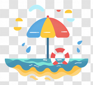 Beach Logo - Colorful Beach Umbrella With Waves And Life Ring Transparent PNG