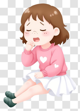 Cartoon Student - Yawning Girl In Pink Sweater Transparent PNG
