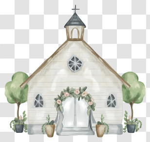 Cartoon - Floral Decorated Small Church Transparent PNG