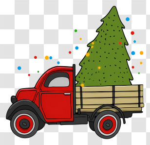 Delivery Truck - Red Truck Carrying Christmas Tree Transparent PNG