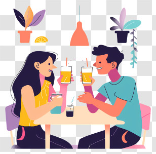 People Drink - Couple Enjoying Drinks At A Table Transparent PNG