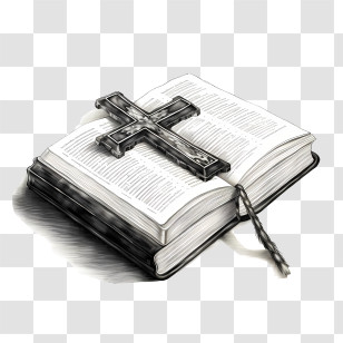 Bible With Cross - Open Bible With Cross For Religious Themes Transparent PNG