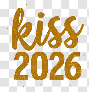 Kiss 2026 - Kiss 2026 Gold Glitter Text Transparent PNG