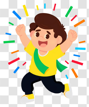 Boy Crossing Finish Line - Happy Cartoon Boy Celebrating Transparent PNG
