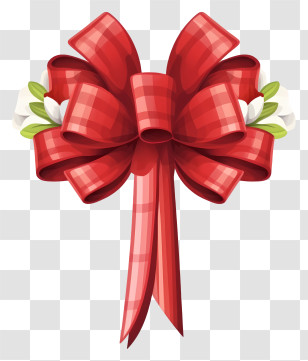Red Ribbon - Red Decorative Bow With Ribbon Transparent PNG