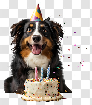 Pet Birthday - Happy Dog With Birthday Cake And Candles Transparent PNG