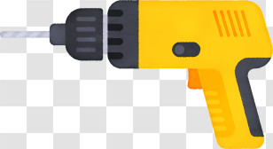 Cartoon - Yellow Electric Drill For Construction Use Transparent PNG
