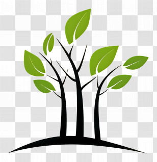 Tree Minimalist - Stylized Tree Logo With Green Leaves Transparent PNG