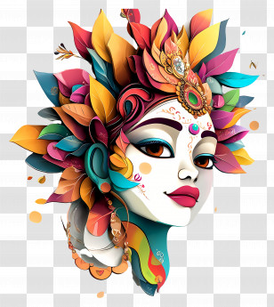 Aja Ekadashi - Colorful Abstract Artistic Face With Vibrant Details Transparent PNG
