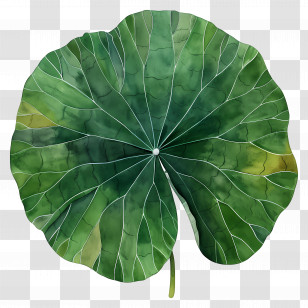 Lotus Leaf - Detailed Green Lotus Leaf Illustration Transparent PNG