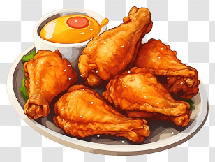 Chicken Wings - Crispy Fried Chicken Plate Transparent PNG