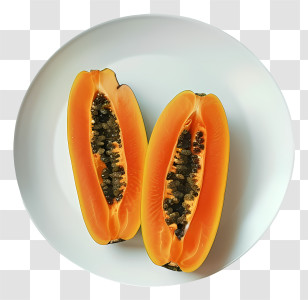 Papaya - Sliced Papaya Presented On A Plate Transparent PNG
