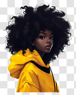Black History Month - Stylish Girl In Yellow Jacket Illustration Transparent PNG
