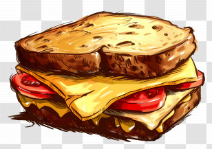 Cheese Sandwich - Cheese Tomato Sandwich Illustration Transparent PNG