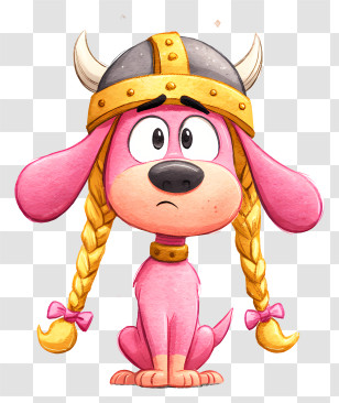 Pink Dog - Viking Pink Dog Cartoon Transparent PNG