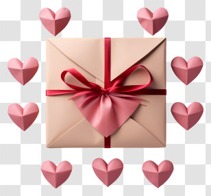 Envelope - Gift Box With Ribbon And Hearts For Special Occasions Transparent PNG