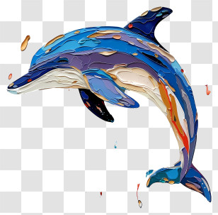 Dolphin Day - Colorful Dolphin In Ocean Transparent PNG
