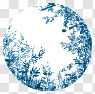 Blue Circle Frame - Blue Floral Circle Design Transparent PNG