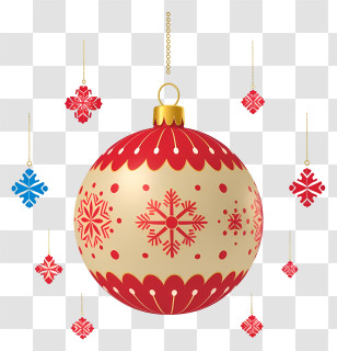 Christmas Ornament - Christmas Ornament Ball With Red And Gold Patterns Transparent PNG