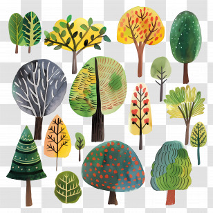 Tree - Colorful Watercolor Trees Illustration Transparent PNG