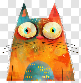 Cat - Colorful Cat Illustration With Big Eyes Transparent PNG