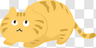 Cartoon Cat - Yellow Cartoon Cat Crouching In Playful Pose Transparent PNG