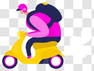 Motor Scooter - Person Riding Yellow Scooter Transparent PNG