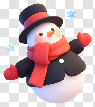 Cute Christmas Snowman - Snowman With Hat And Scarf In Cartoon Style Transparent PNG