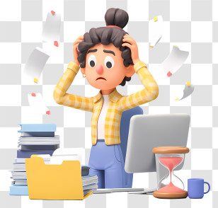 Stressed Office Worker - Stressed Office Worker At Desk Transparent PNG
