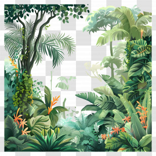 Jungle Background - Colorful Tropical Rainforest Illustration Transparent PNG