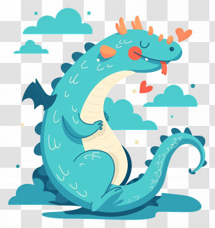 Cartoon Dragon - Cute Cartoon Dragon In A Dreamy Scene Transparent PNG