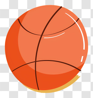 Red Basketball - Cartoon-style Basketball In Vibrant Orange Transparent PNG
