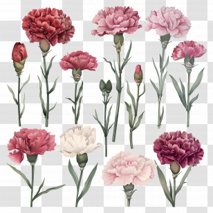 Carnations - Beautiful Carnation Flower Illustrations Transparent PNG