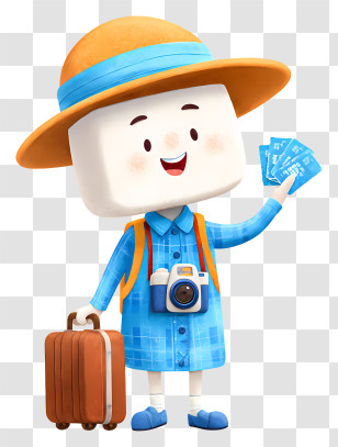 Travel Agencies - Happy Marshmallow Traveler With Tickets Transparent PNG