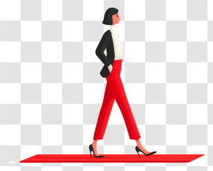 Walking On Red Carpet - Fashionable Woman Walking On Runway Transparent PNG