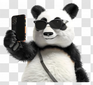 Selfie Animal - Stylish Panda Taking A Selfie With Phone Transparent PNG