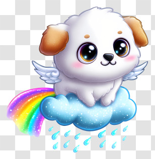 Fluffy Cloud Pet - Cute Winged Dog On Cloud Transparent PNG