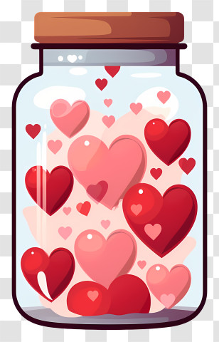 Mason Jar With Heart - Jar Filled With Hearts And Love Symbols Transparent PNG
