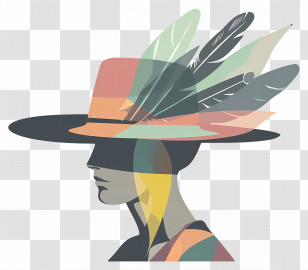 Girl Logo - Feathered Hat Silhouette Transparent PNG