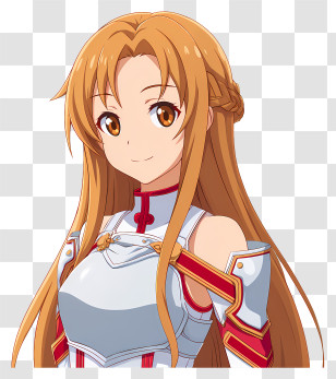 Asuna - Cute Brown-Haired Armored Anime Girl Transparent PNG