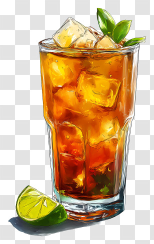 Sweet Tea - Chilled Iced Drink With Lime Transparent PNG