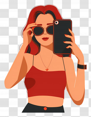 Selfie Day - Stylish Woman Taking A Selfie Transparent PNG
