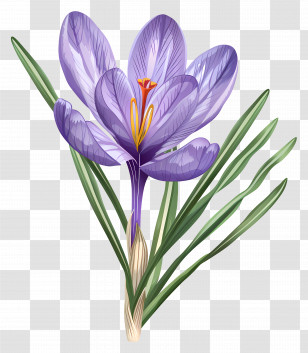 Saffron Flowers - Delicate Purple Crocus Flowers In Spring Bloom Transparent PNG