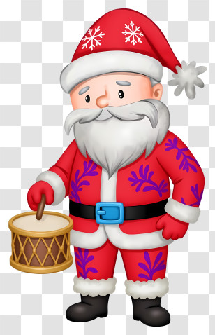 Christmas Santa Claus - Santa Claus Holding A Drum For Christmas Celebration Transparent PNG